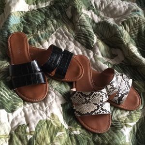 Two Pair of Slides - croc and snakeskin